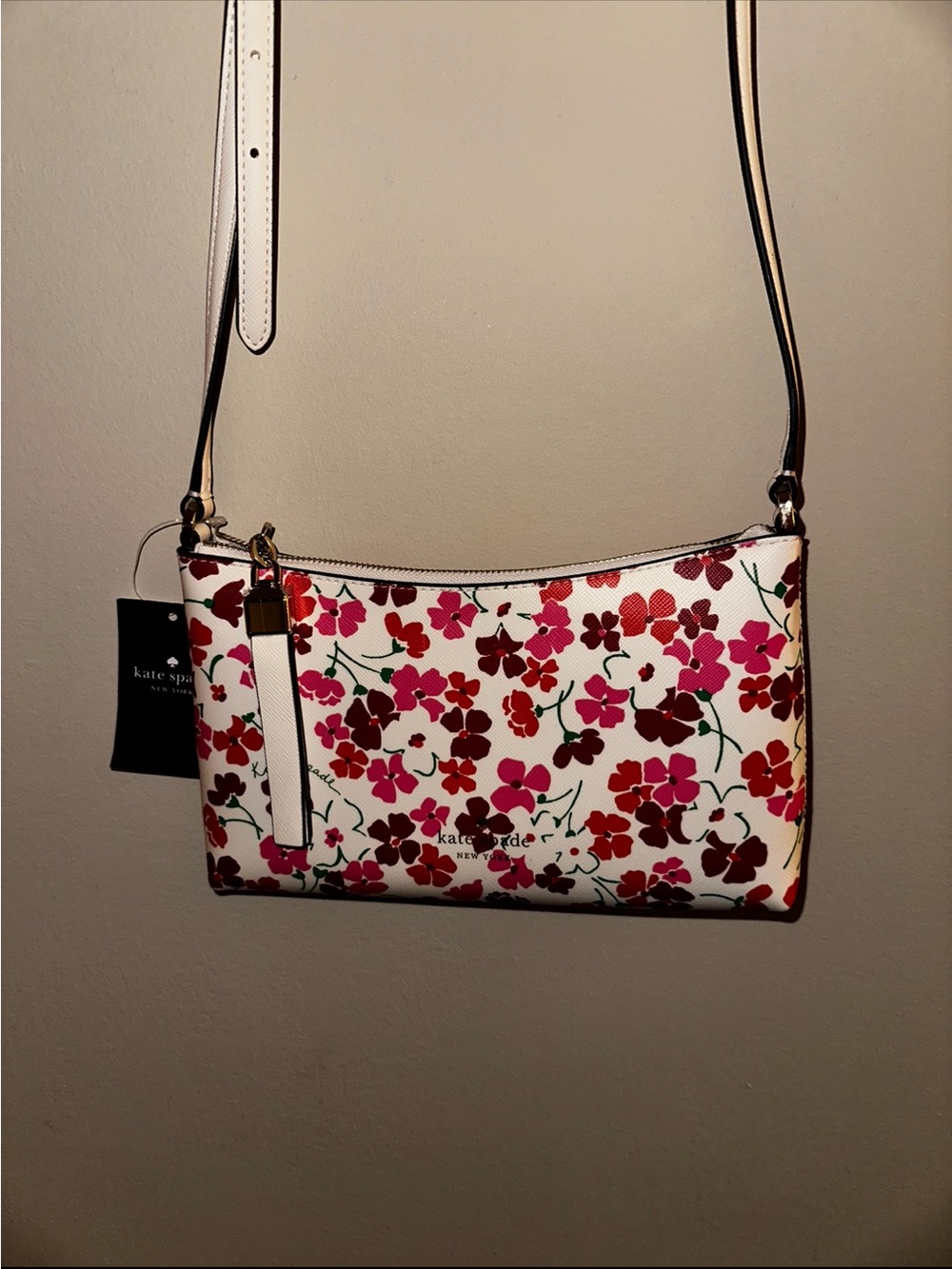 kate spade White Floral Crossbody with Pink & Red Blossoms